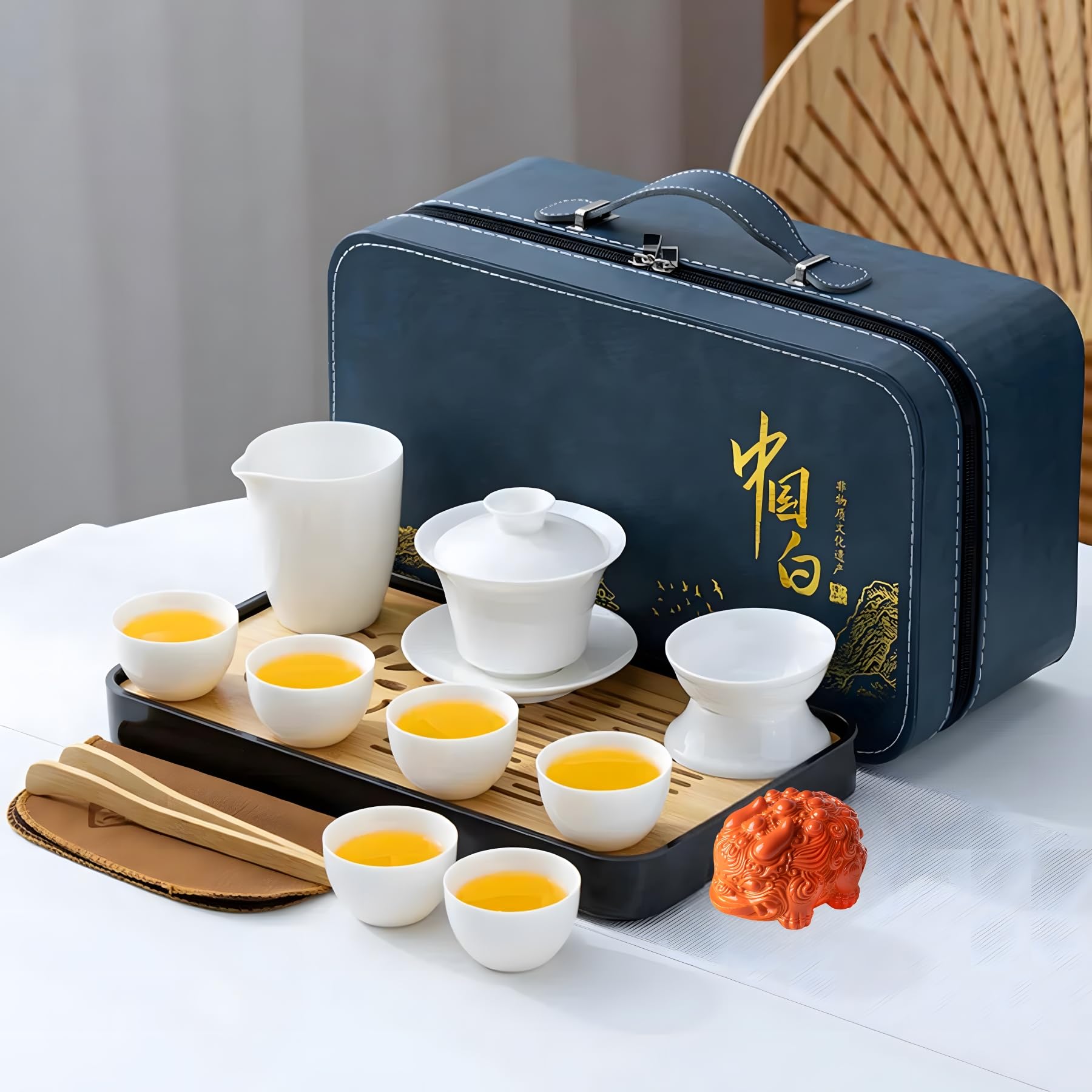 Amazon.co.jp: ICHAG Gongfuティーセット|羊玉脂茶具|ホワイトジェイド